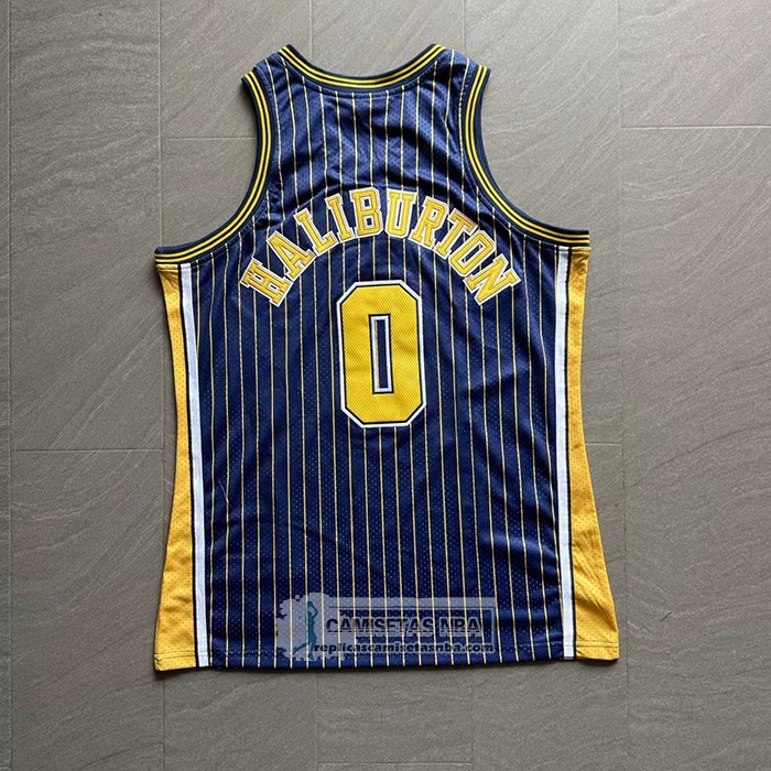 Camiseta Indiana Pacers Tyrese Haliburton NO 0 Mitchell & Ness 2020-21 Azul